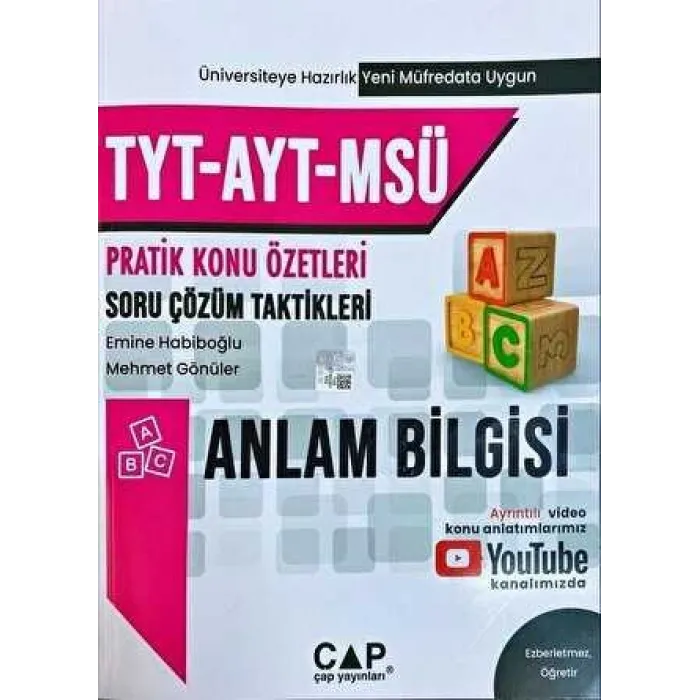 Çap Yayınları TYT AYT MSÜ Anlam Bilgisi Pratik Konu Özetli Soru Çözüm Taktikleri