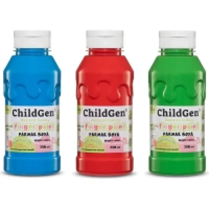 Childgen Parmak Boyası Yıkanabilir 3lü Set Mavi-yeşil-kırmızı 3x350 Ml