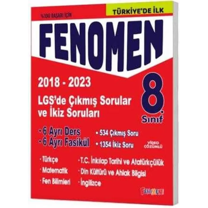 Fenomen Kitap LGS 8. Sınıf Çıkmış Sorular ve İkiz Soruları Seti 2018-2023 6 Kitap