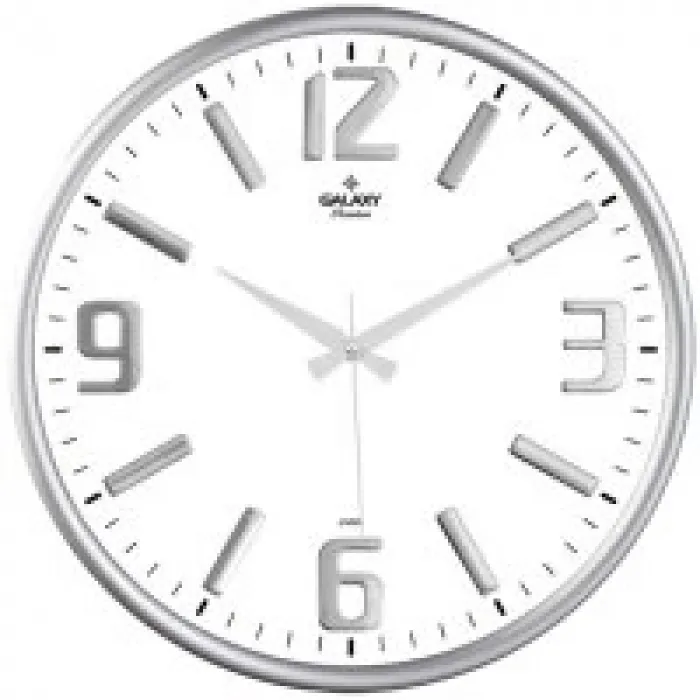 Galaxy Duvar Saati 704-1 Premium Gümüş Kaplama Beyaz