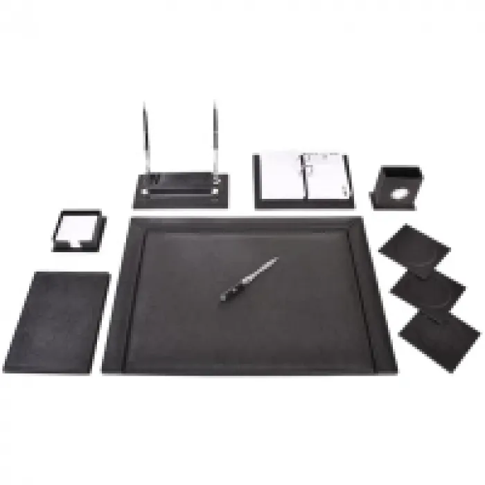 Gülpaş Sümen Takımı Lüks Deri  11 Parça Optik Desen Siyah 913