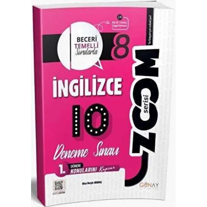 Günay Yayınları 8. Sınıf İngilizce 1. Dönem 10 lu Zoom Serisi Deneme Sınavı