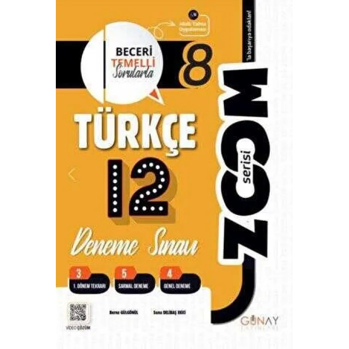 Günay Yayınları 8. Sınıf Türkçe Zoom Serisi 12 li Branş Denemeler