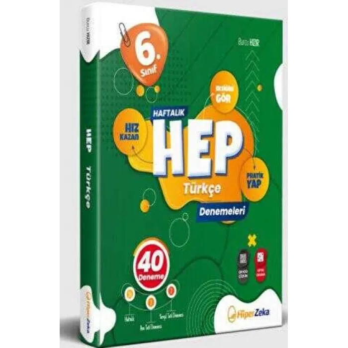 Hiper Zeka Yayınları 6. Sınıf Haftalık Hep Türkçe 40 Deneme