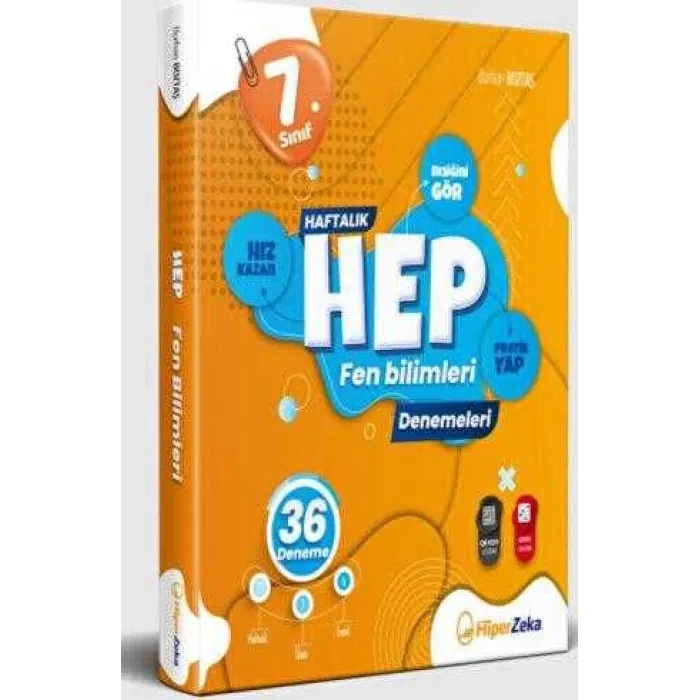 Hiper Zeka Yayınları 7. Sınıf Haftalık Hep Fen Bilimleri 36 Deneme
