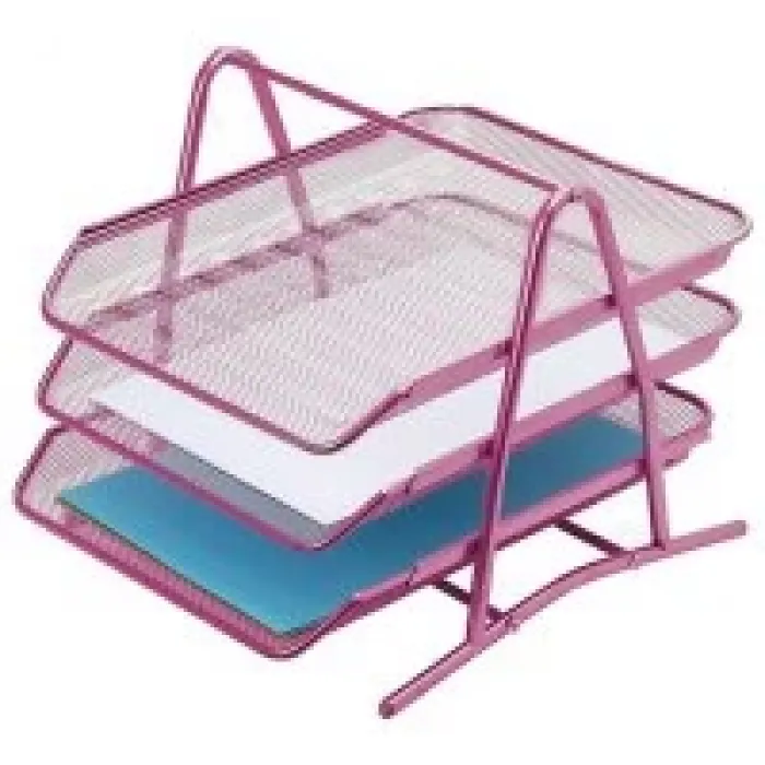 İnox 3899 File 3 Lü Evrak Rafı Pembe