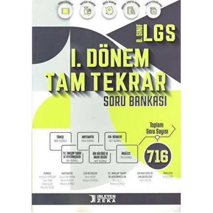 İşleyen Zeka Yayınları İşleyen Zeka 8. Sınıf LGS 1. Dönem Tam Tekrar Soru Bankası