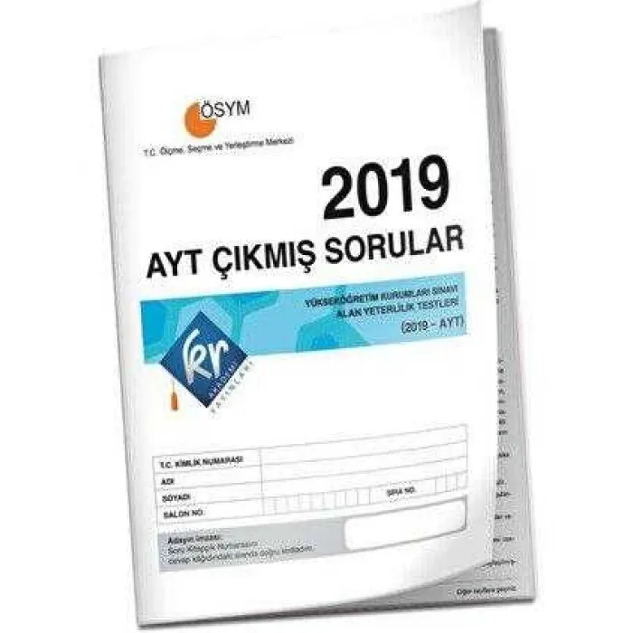 KR Akademi Yayınları 2019 AYT Çıkmış Sorular Tıpkı Basım Kitapçığı