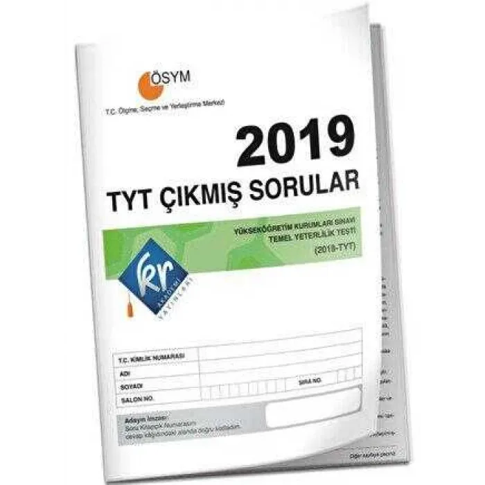 KR Akademi Yayınları 2019 TYT Çıkmış Sorular Tıpkı Basım Kitapçığı