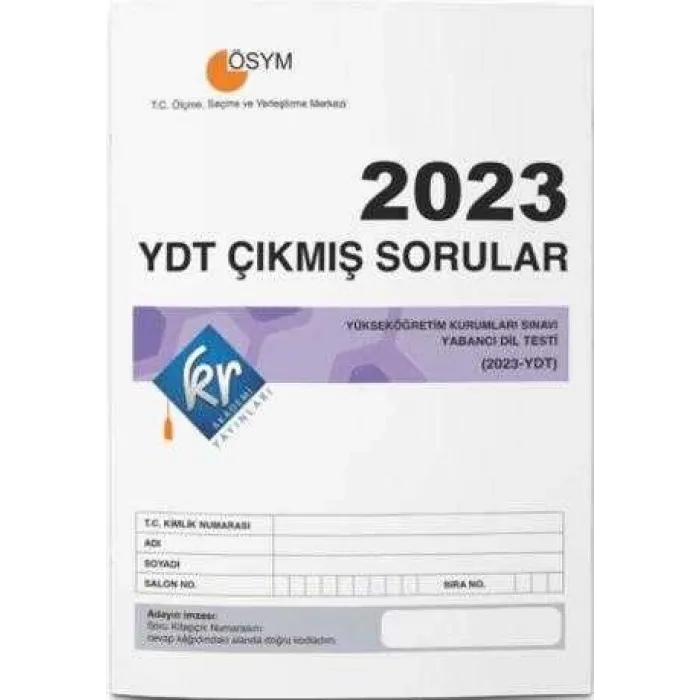 KR Akademi Yayınları 2023 YDT Çıkmış Sorular Tıpkı Basım Kitapçığı