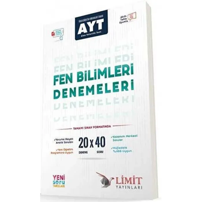 Limit Yayınları AYT Fen Bilimleri 20x40 Video Çözümlü Denemeleri