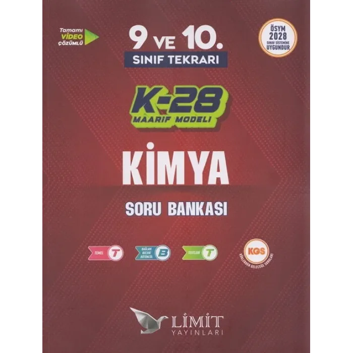 Limit Yayınları TYT 9. ve 10. Sınıf Tekrarı Kimya K-28 Maarif Model Soru Bankası