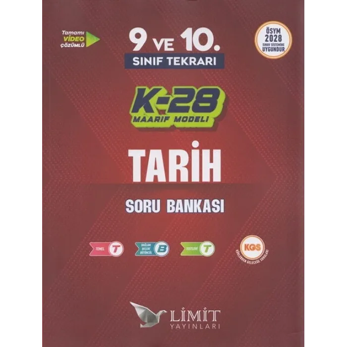 Limit Yayınları TYT 9. ve 10. Sınıf Tekrarı Tarih K-28 Maarif Model Soru Bankası