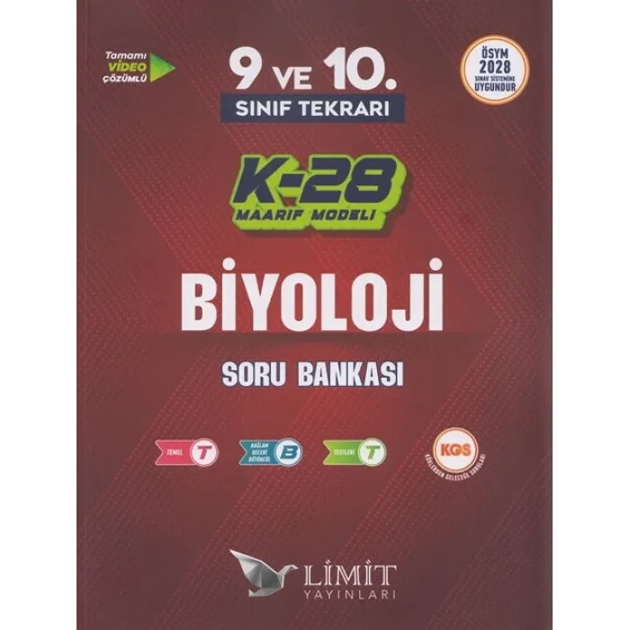 Limit Yayınları TYT 9. ve 10. Sınıf Tekrarı Biyoloji K-28 Maarif Model Soru Bankası