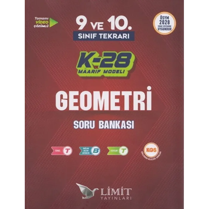 Limit Yayınları TYT 9. ve 10. Sınıf Tekrarı Geometri K-28 Maarif Model Soru Bankası