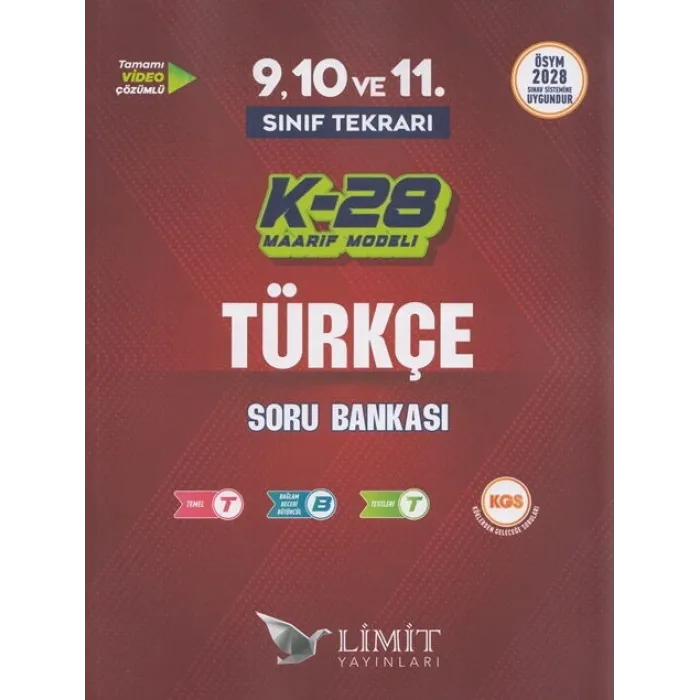 Limit Yayınları TYT 9. ve 10. Sınıf Tekrarı Türkçe K-28 Maarif Model Soru Bankası