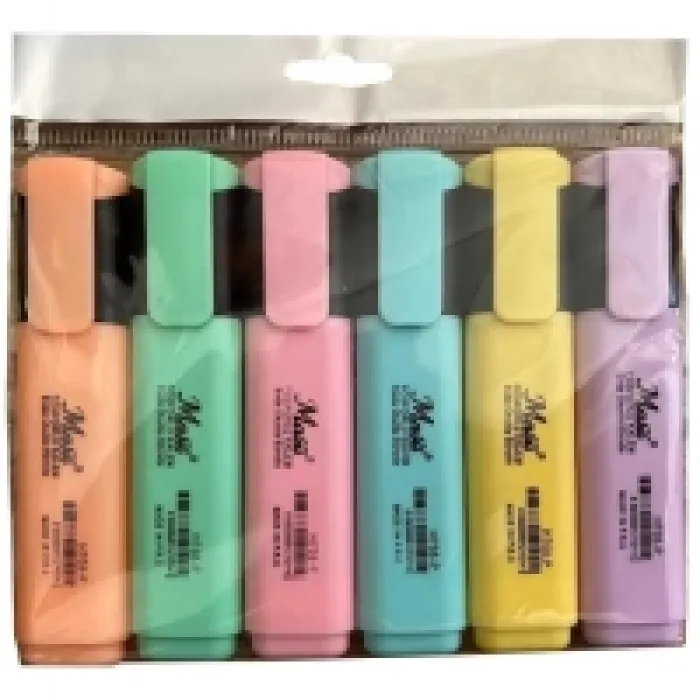 Masis Fosforlu Kalem 6 Renk Pastel Pvc Paket 6li Pk. H708-p6