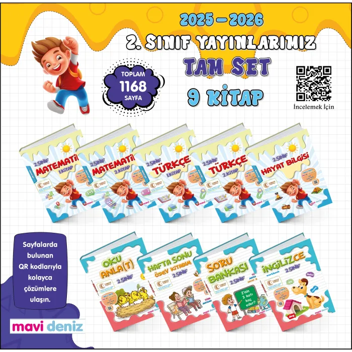 MAVİ DENİZ YAYINCILIK 2. SINIF TAM SET 2025-2026 (9 KİTAP)