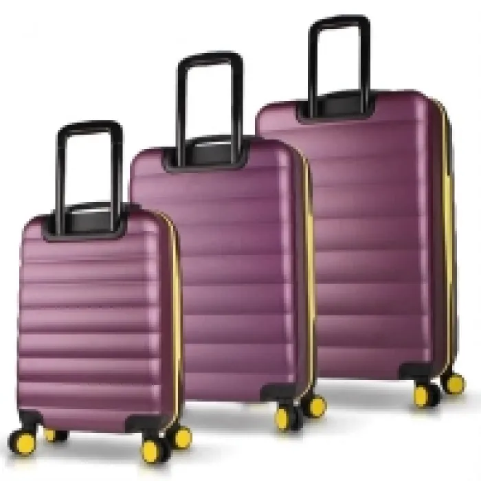 My Valice Colors Abs Kabin Orta Ve Büyük Boy Mürdüm 3lü Valiz Seti