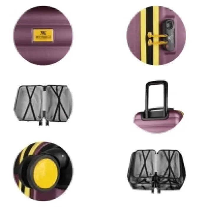 My Valice Colors Abs Kabin Orta Ve Büyük Boy Mürdüm 3lü Valiz Seti