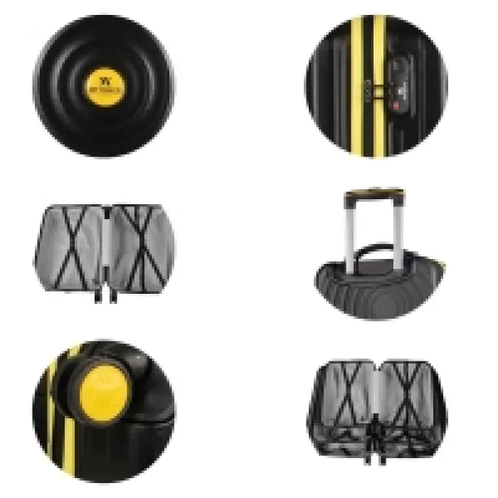 My Valice Drop Abs Kabin Orta Ve Büyük Boy Siyah 3lü Valiz Seti