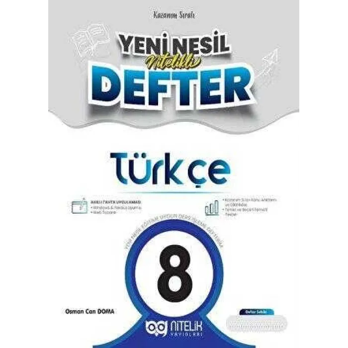 Nitelik Yayınları 8. Sınıf Türkçe Yeni Nesil Nitelikli Defter