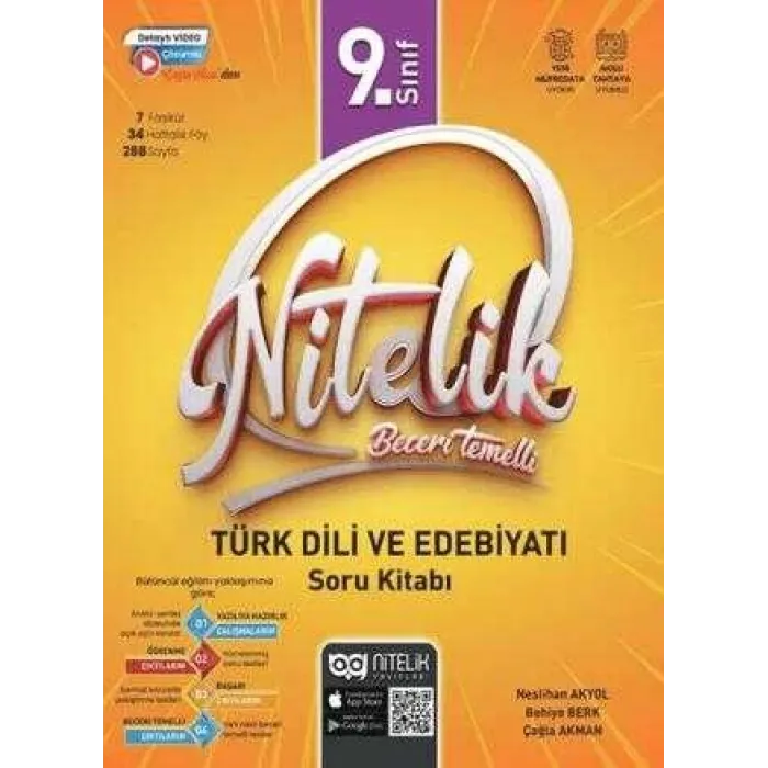 Nitelik Yayınları 9. Sınıf Beceri Temelli Türk Dili ve Edebiyatı Soru Kitabı