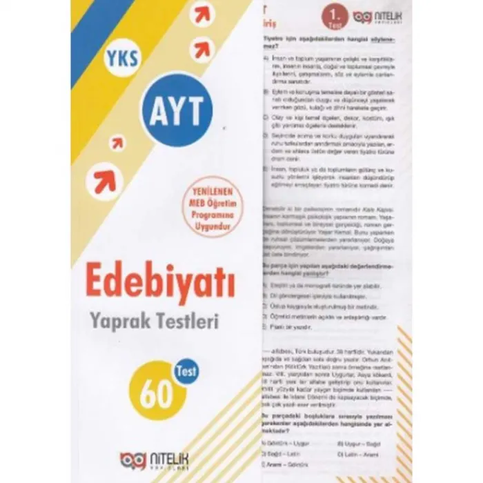 Nitelik Yayınları AYT Edebiyat 60 Yaprak Test