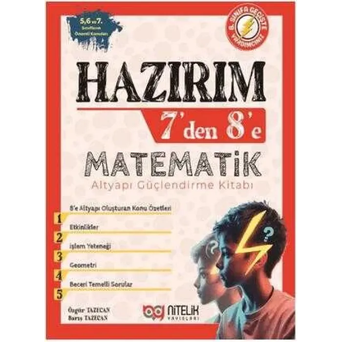Nitelik Yayınları Hazırım 7` den 8` e Matematik Alt Yapı Güçlendirme Kitabı