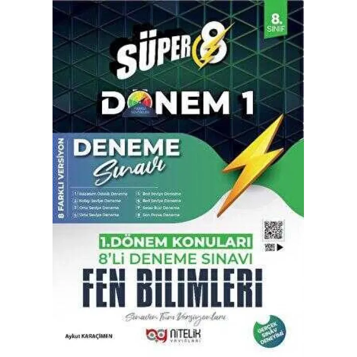 Nitelik Yayınları Süper 8 Fen Bilimleri 1.Dönem 8’li Deneme Sınavı