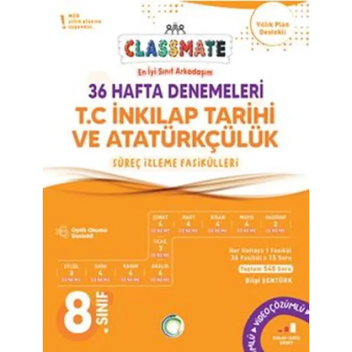 Okyanus Yayınları 8. Sınıf T.C. İnkılap Tarihi ve Atatürkçülük Classmate 36 Hafta Denemeleri