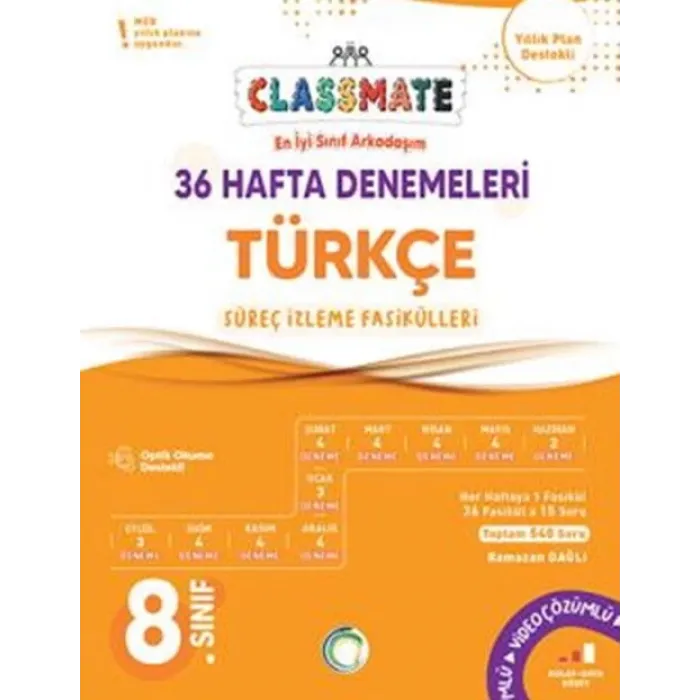 Okyanus Yayınları 8. Sınıf Türkçe Classmate 36 Hafta Denemeleri