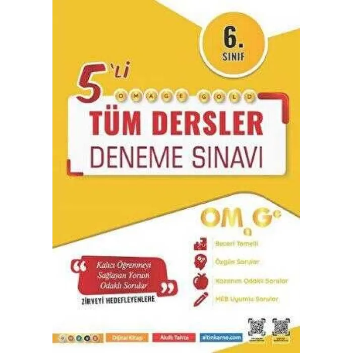Omage Yayınları 6. Sınıf Omage Gold Tüm Dersler Deneme Sınavı