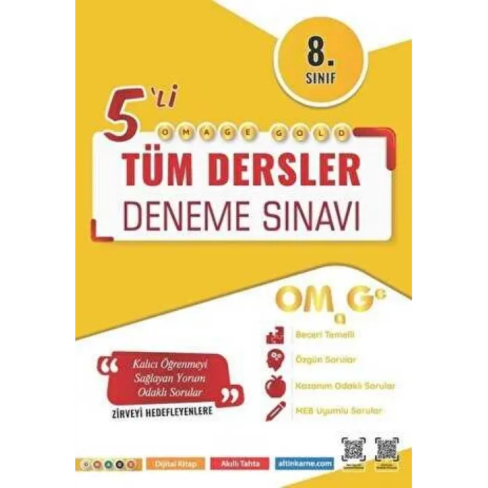 Omage Yayınları 8. Sınıf Omage Gold Tüm Dersler Deneme Sınavı
