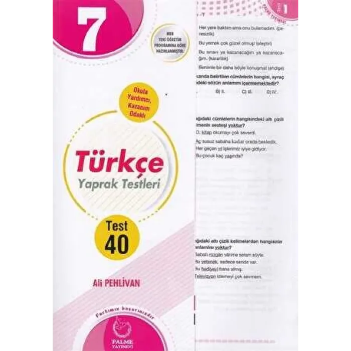 Palme Yayıncılık 7. Sınıf Türkçe Yaprak Testleri
