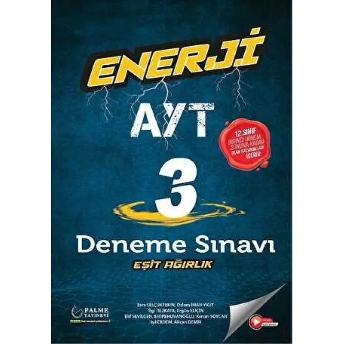 Palme Yayıncılık - Bayilik Enerji Ayt Eşit Ağırlık 3 Deneme Sınavı
