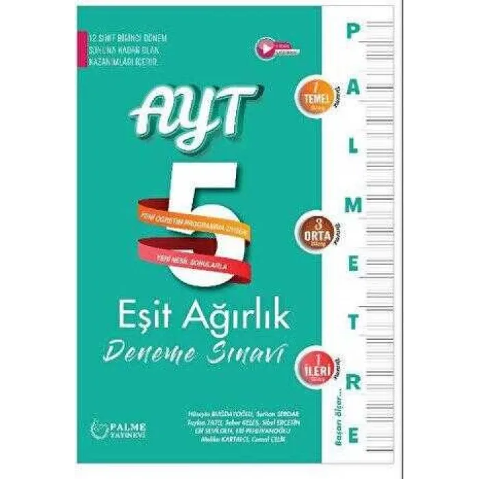 Palme Yayıncılık - Bayilik Palmetre AYT Eşit Ağırlık 5 Deneme Sınavı Palme Yayıncılık
