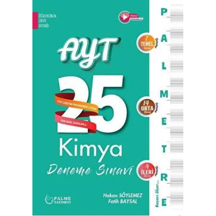 Palme Yayıncılık - Bayilik Palmetre AYT Kimya 25 Deneme Sınavı