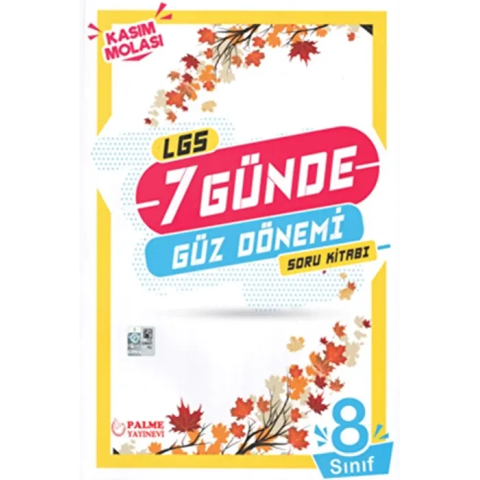 Palme Yayıncılık Palme 8. Sınıf LGS 7 Günde Güz Dönemi Soru Kitabı Kasım Molası