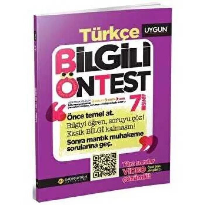 Sadık Uygun Yayınları 7. Sınıf Bilgili Ön Test Türkçe