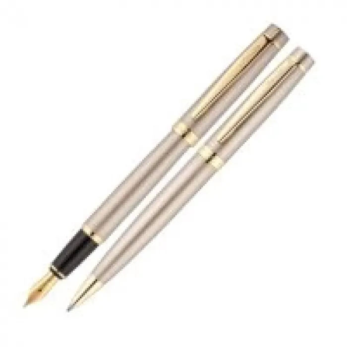 Scrikss 38 Dolma + Tükenmez Kalem İkili Set Saten Altın