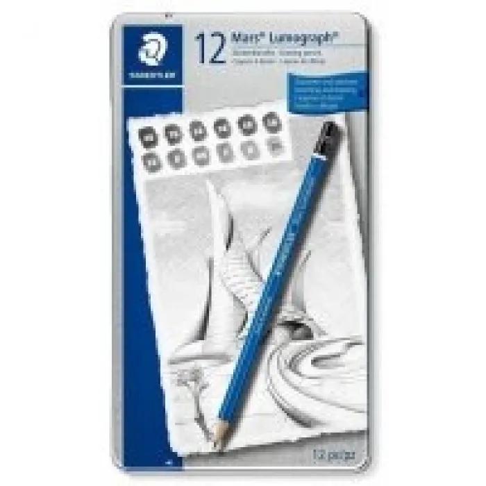 Staedtler 100 G12 S Mars Lumograph Kurşunkalem 12li Metal Kutuda (8b-7b-6b-5b-4b-3b-2b-b-hb-f-h-2h)