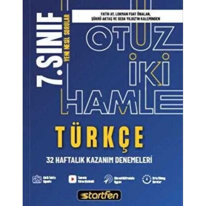 Startfen Yayınları 7. Sınıf - Türkçe 32 Hamle Kazanım Denemeleri