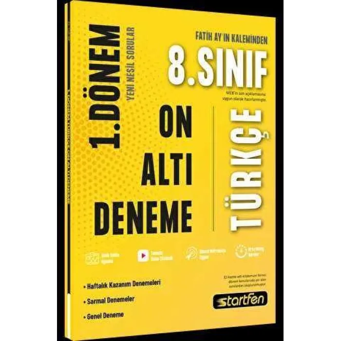 Startfen Yayınları 8. Sınıf 1. Dönem 16`lı Türkçe Denemesi