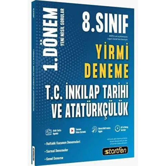 Startfen Yayınları 8. Sınıf 1. Dönem T.C. İnkılap Tarihi ve Atatürkçülük Yirmi Deneme