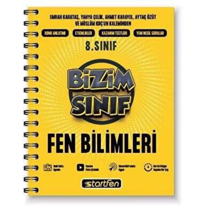 Startfen Yayınları 8. Sınıf Fen Bilimleri Bizim Sınıf Defter