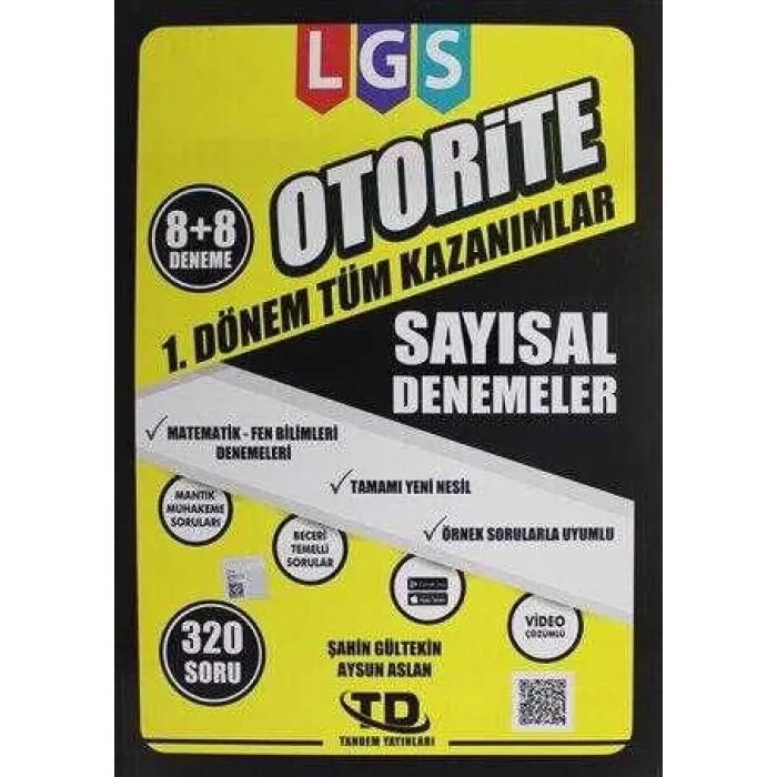 Tandem Yayınları LGS Otorite 1. Dönem Sayısal Denemeler
