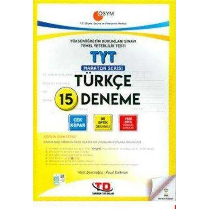Tandem Yayınları Tandem TYT Türkçe 15 Deneme