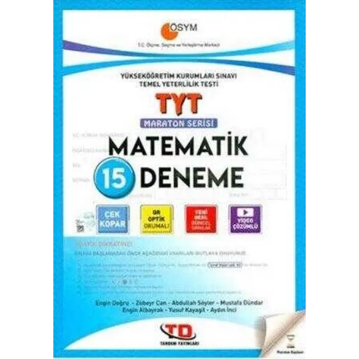 Tandem Yayınları TYT Matematik 15 Deneme Maraton Serisi