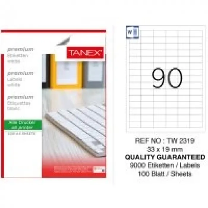 Tanex Lazer Etiket Tw-2319 33*19 Mm Beyaz 100lü